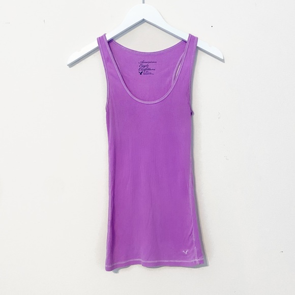American Eagle Outfitters Tops - American Eagle Neon Purple Ribbed Scoop Neck Tank Top